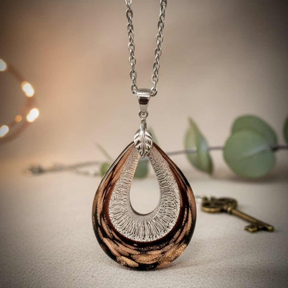 Murano Glass Teardrop Pendant Necklace
